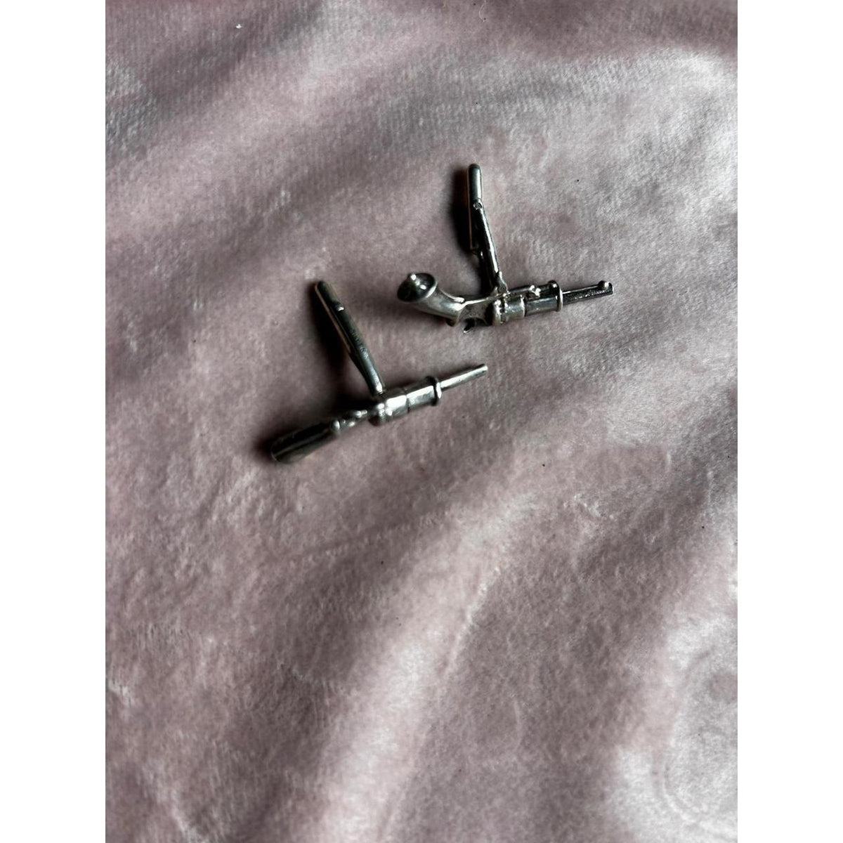Ted Cavanaugh Silver Revolver Novelty Cufflinks