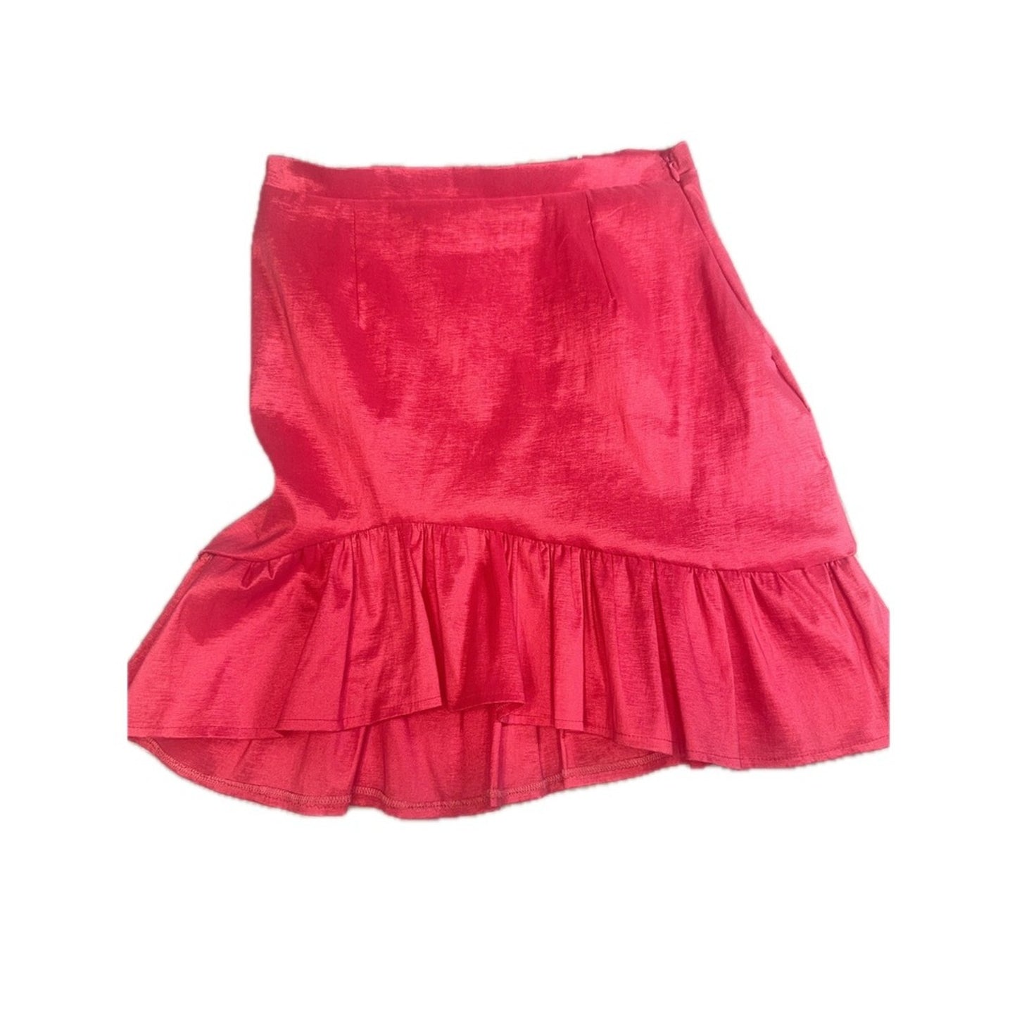 IRA Hot Pink Two Piece Set Puff Sleeve Crop Top Ruffle Hem Skirt Medium