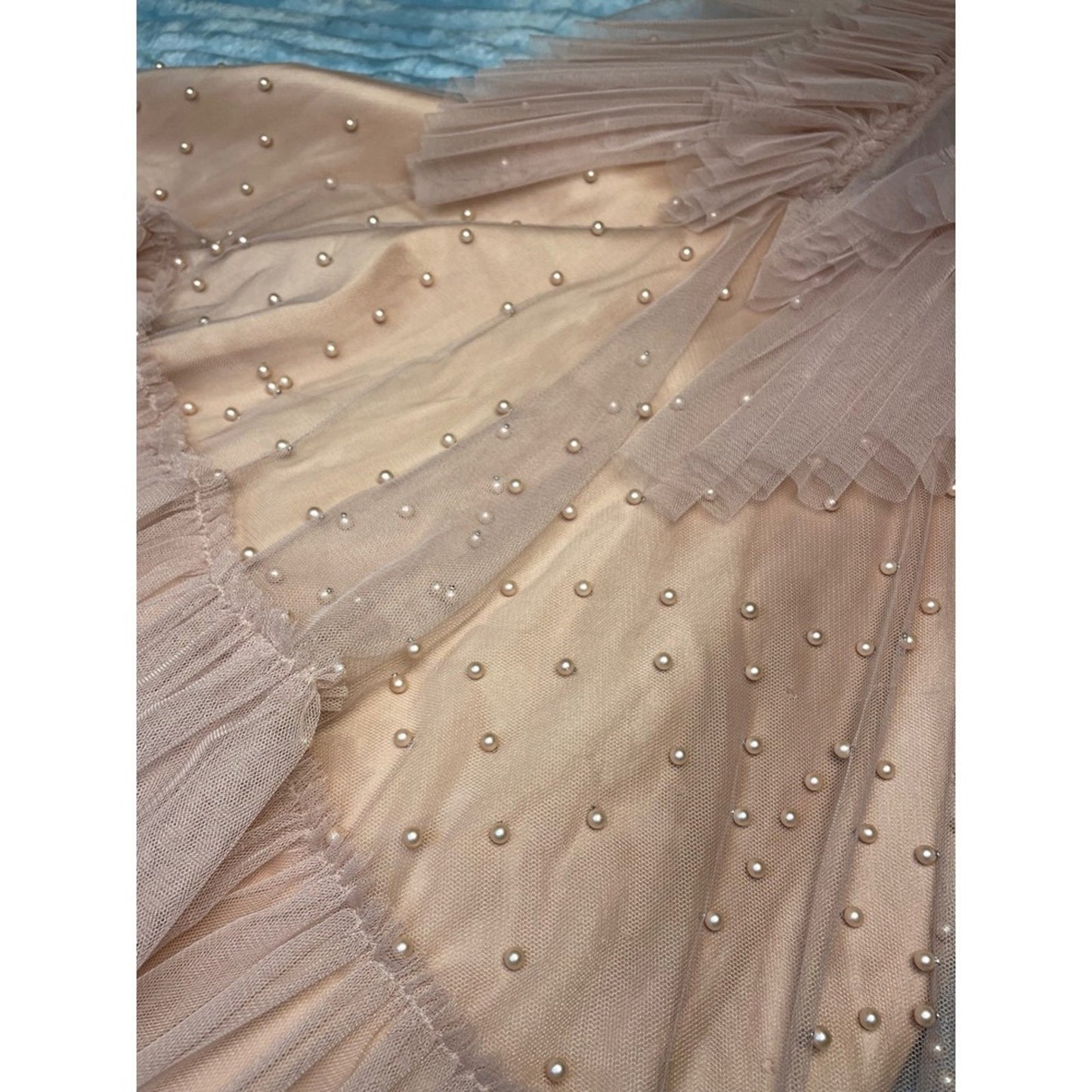 IDA SJÖSTEDT 039 Nathalie Dress Pearl Embellished Tulle Ruffle Mini Pink