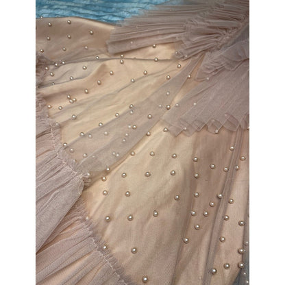 IDA SJÖSTEDT 039 Nathalie Dress Pearl Embellished Tulle Ruffle Mini Pink