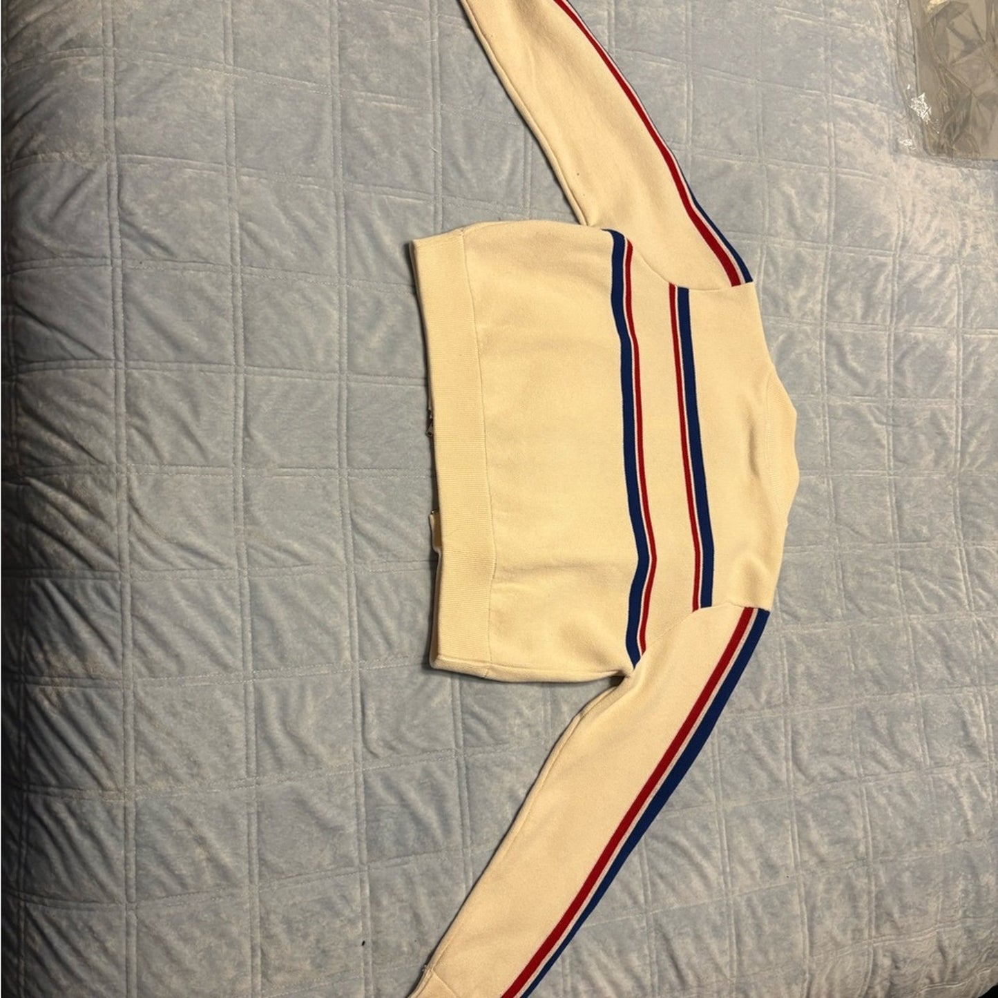 Mango Cream and Blue Striped Cardigan Cropped - Size M new