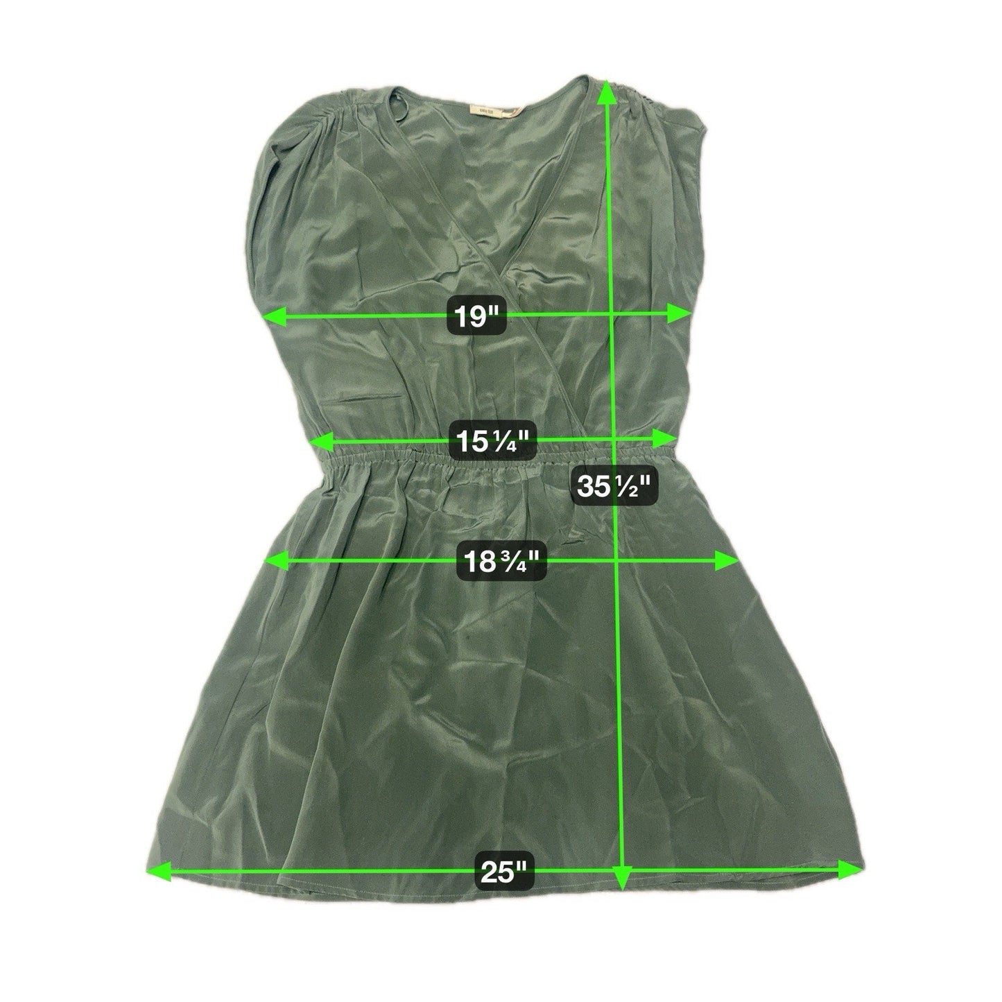 Kimchi Blue Green Satin Wrap Dress Elastic Waist Sleeveless Women’s L