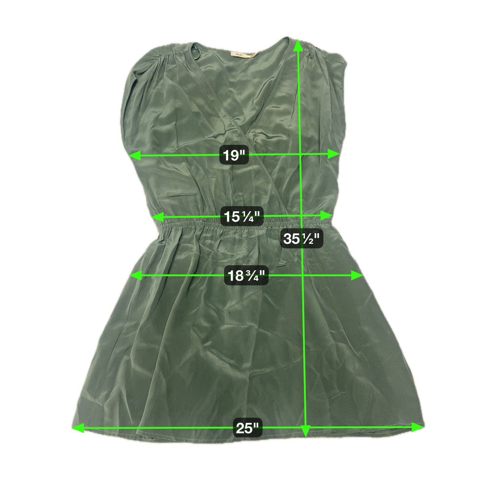 Kimchi Blue Green Satin Wrap Dress Elastic Waist Sleeveless Women’s L