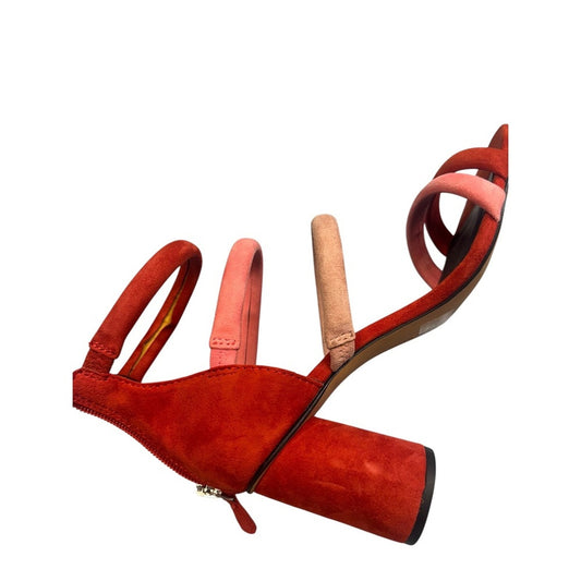 Rebecca Minkoff Suede Strappy Block Heel Sandals - Red and Pink size 8