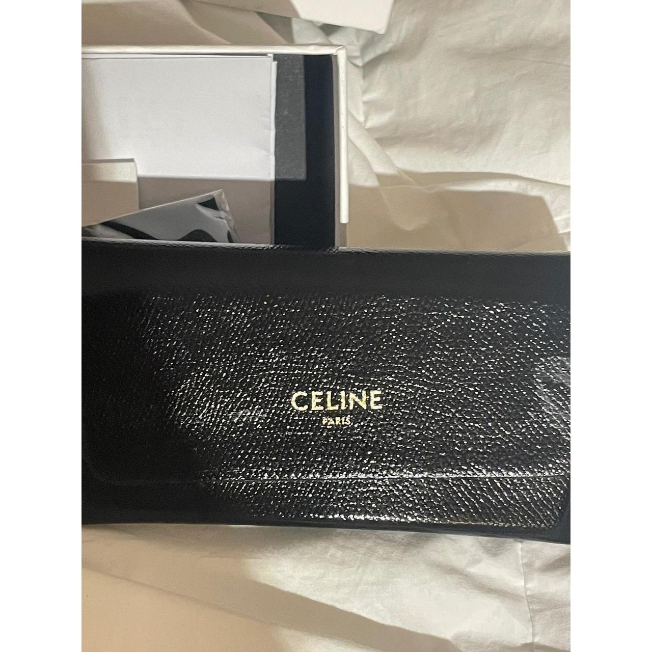 CELINE PARIS CL40216U Black Acetate Square Sunglasses with Gold Triomphe Logo