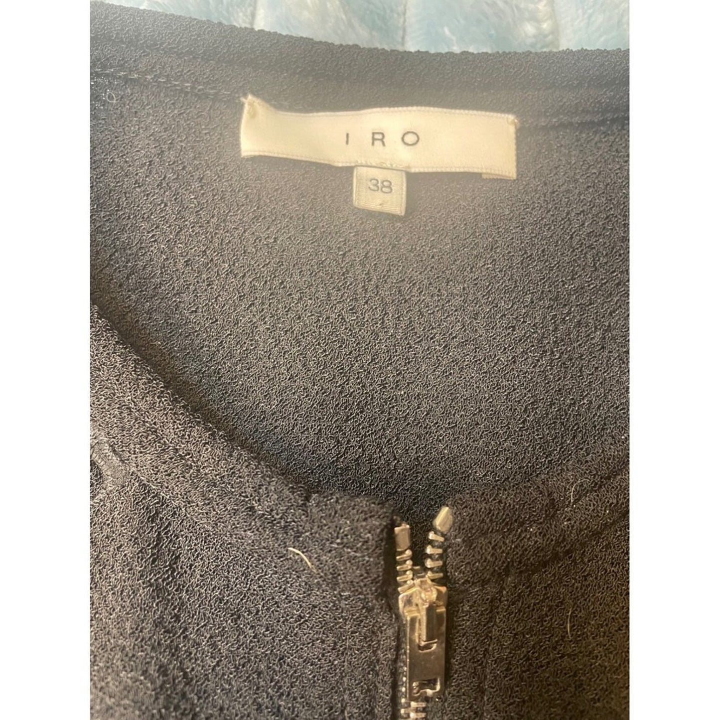 IRO Bret BlackZipper Detail Textured Knit Sweater Top Size 38