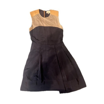 3.1 Phillip Lim Navy Silk Sheer Panel Fit Flare Dress Size 2