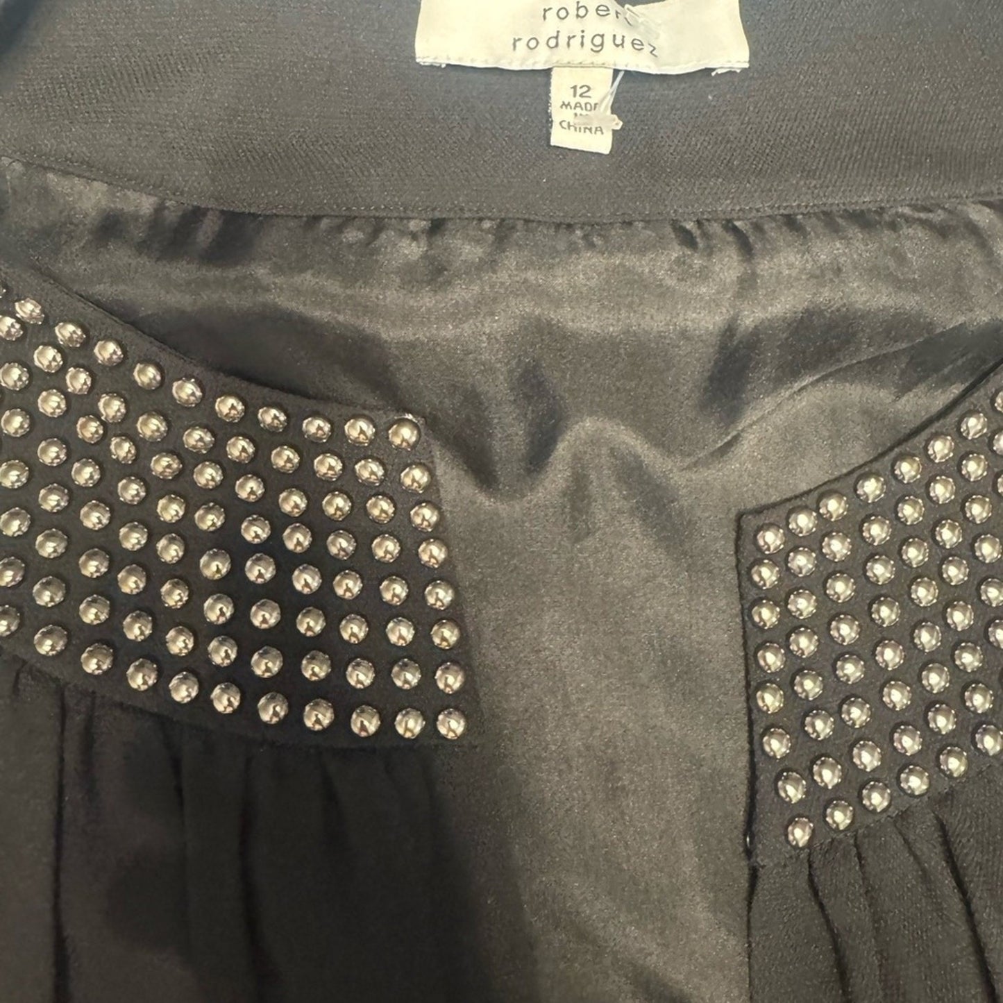 Robert Rodriguez Black Blouse with Silver Studs