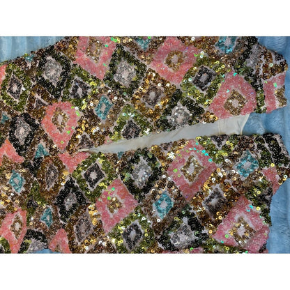 Ghost Spell Sequin Embellished Maxi Dress Geometric Print Long Sleeve XlL