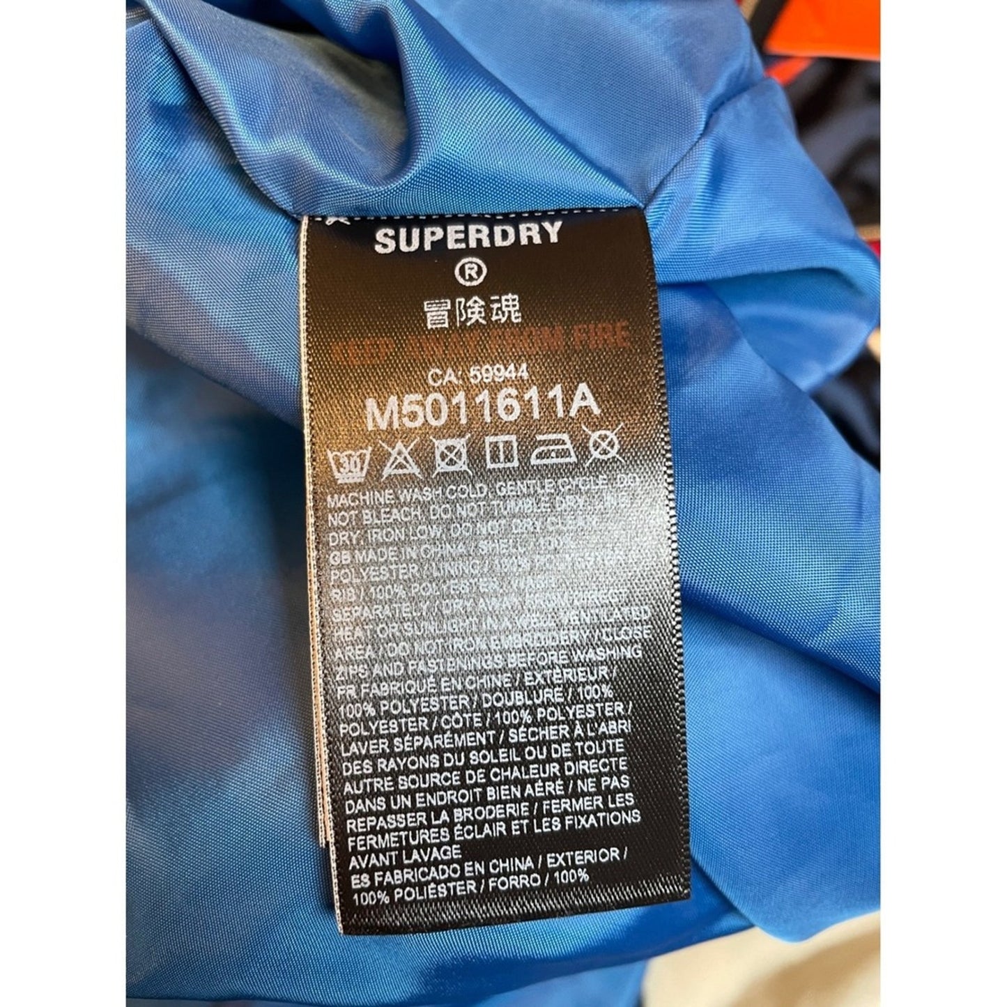 Superdry Mens Bomber Jacket Blue Satin Eagle Embroidery Los Angeles CA Size M