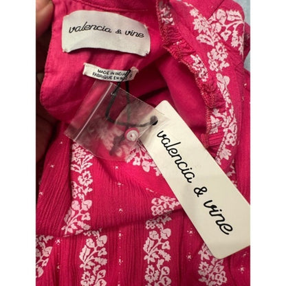 Valencia & Vine Pink Floral Tiered Maxi Dress Sleeveless Boho Bohemian