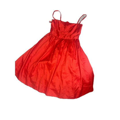 Moulinette Soeurs Anthropologie Red Strapless Cotton Blend Dress - Size 6