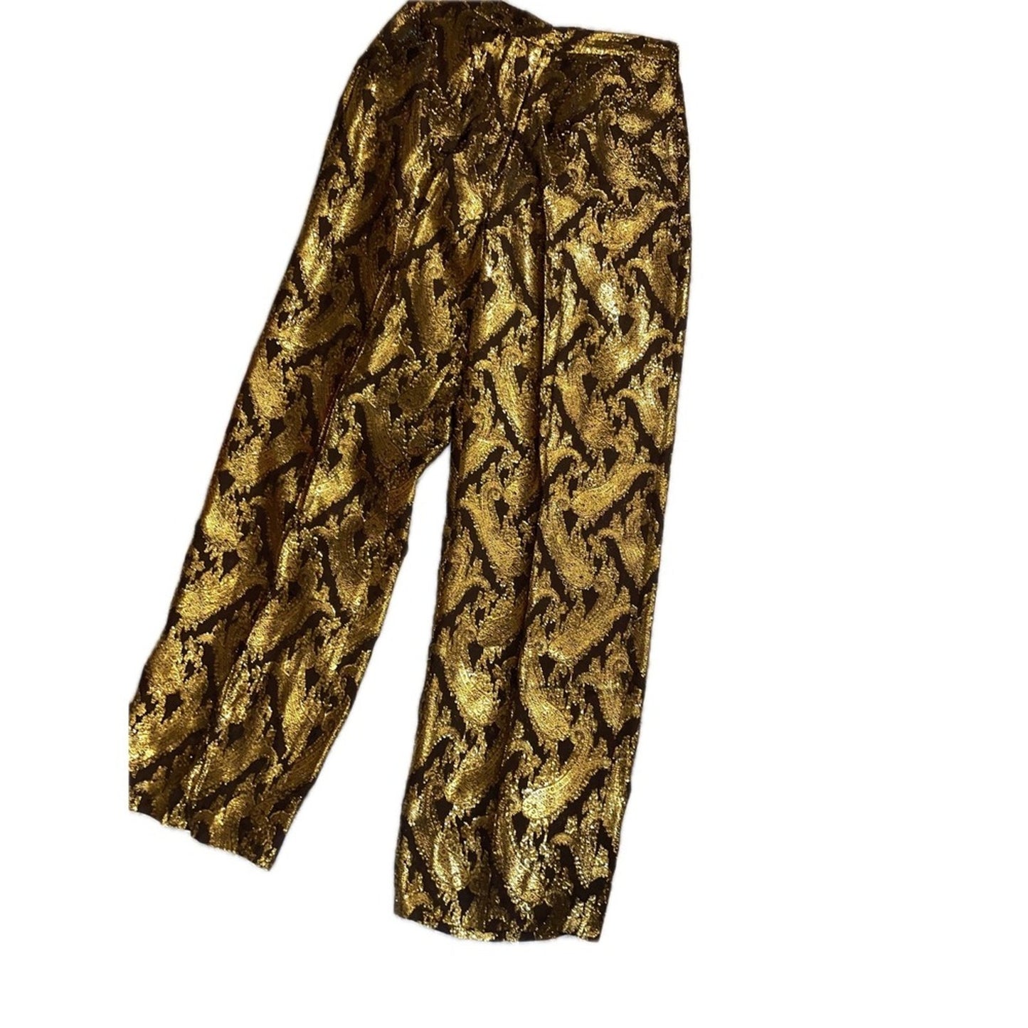 2 Other Stories Black Gold Paisley Jacquard Wide Leg Pants EU 38 US 6