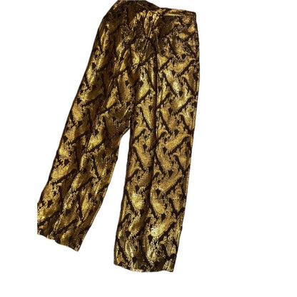 2 Other Stories Black Gold Paisley Jacquard Wide Leg Pants EU 38 US 6