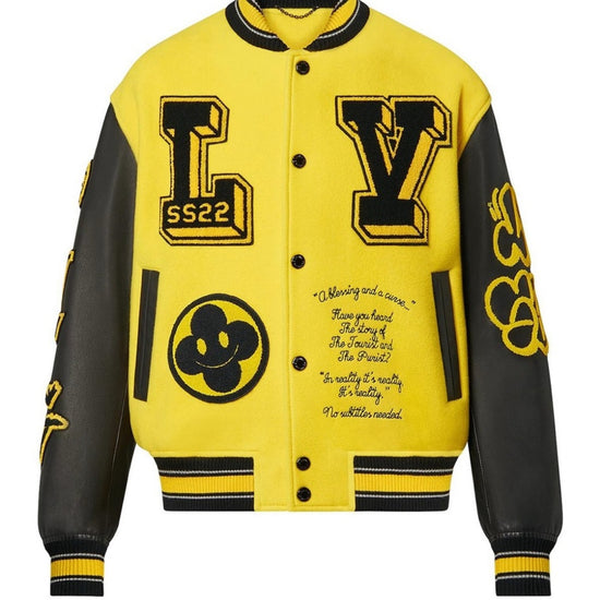 Louis Vuitton Yellow Black Bomber Varsity Jacket NWT