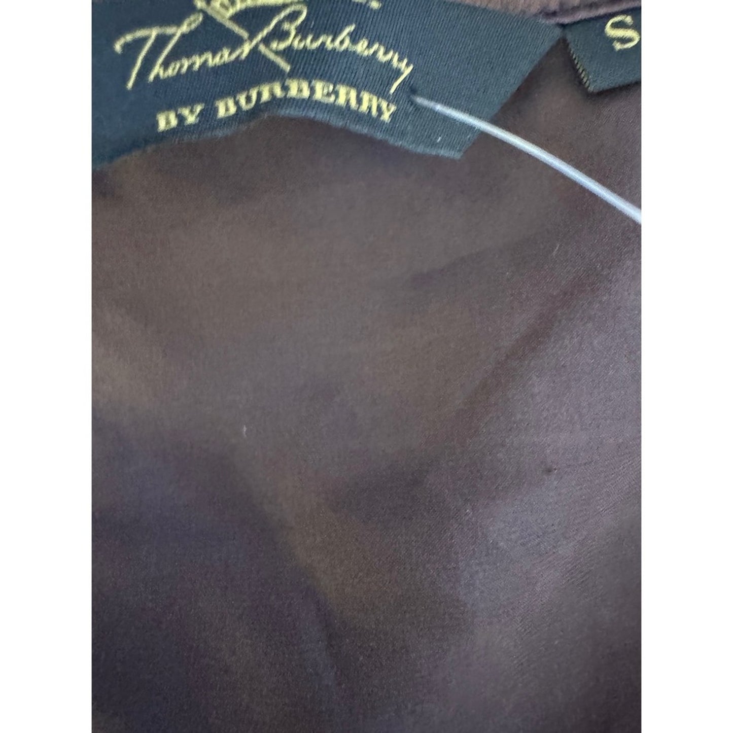 Thomas Burberry Dress, Brown Sheen, Ruffle Front, 3/4 Sleeve, Women's Size S