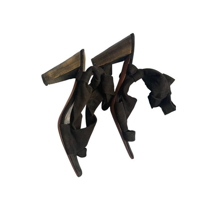 Kenneth Cole New York Black Suede Bow Heels Sandals Women's Size 9M