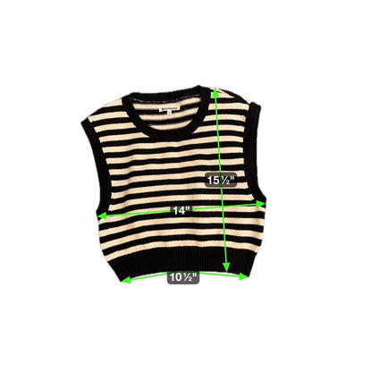 Reformation Striped Sweater Vest Knit Black White Crew Neck Sleeveless Crop M