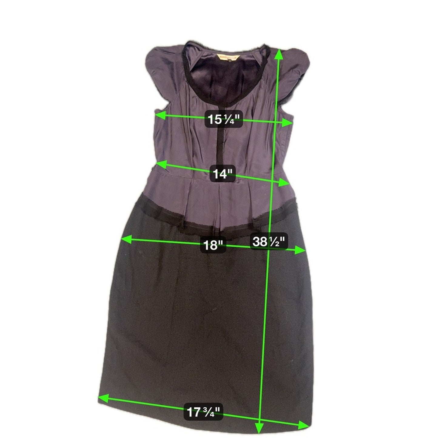 Rebecca Taylor Dress Womens Fit Flare Cap Sleeve Party Cocktail Purple Black
