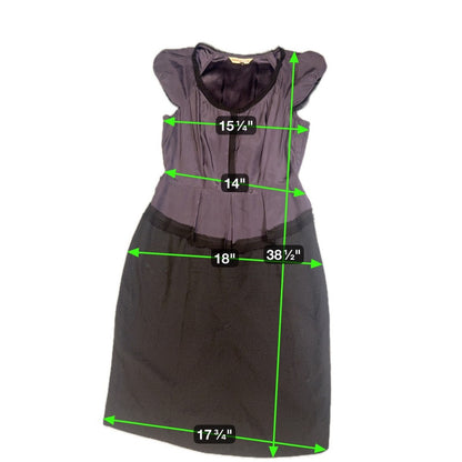 Rebecca Taylor Dress Womens Fit Flare Cap Sleeve Party Cocktail Purple Black