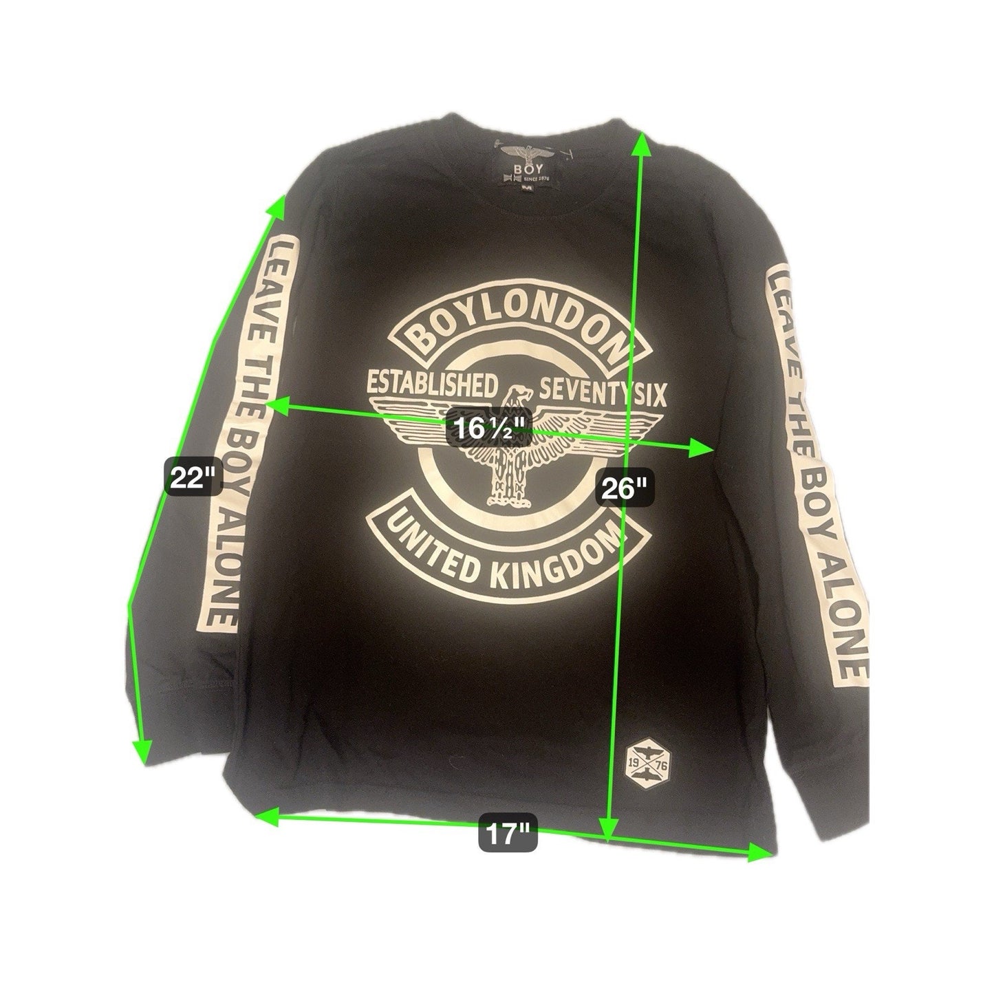 Boy London Sweatshirt Black Graphic Logo “Leave The Boy Alone” Size M