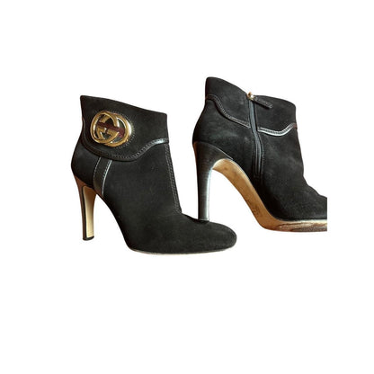 Gucci Ankle Boots Women's Size 6.5 Black Good Interlocking G Logo