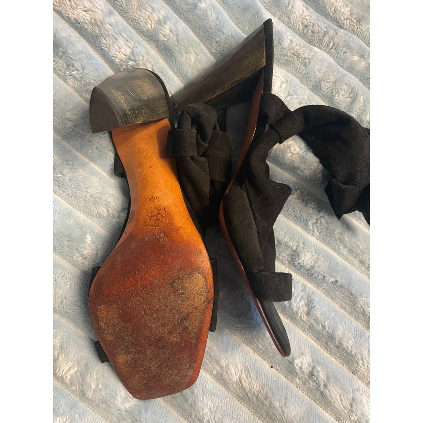 Kenneth Cole New York Black Suede Bow Heels Sandals Women's Size 9M