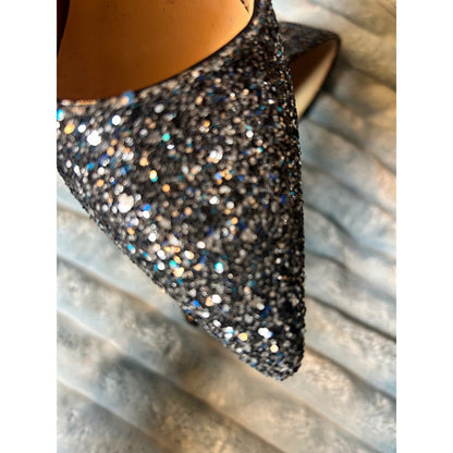 Bigtree Women Silver Blue Black Glitter Pointed Toe Stiletto Pump KL9219-1-37