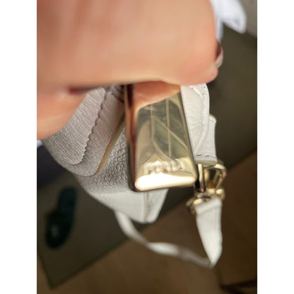 Furla Cream Leather Crossbody Shoulder Bag Flap Zip Closure Gold Hardware