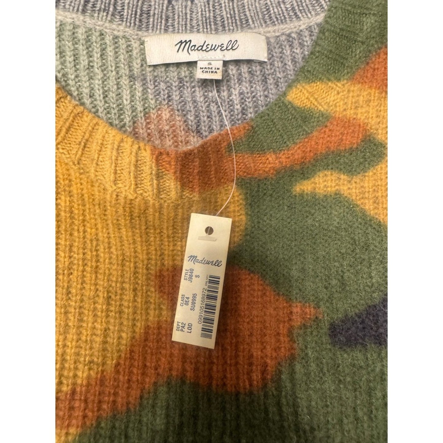 Madewell Disney Camo Sweater Hidden Mickey Collab Boxy Fit Bell Sleeve M