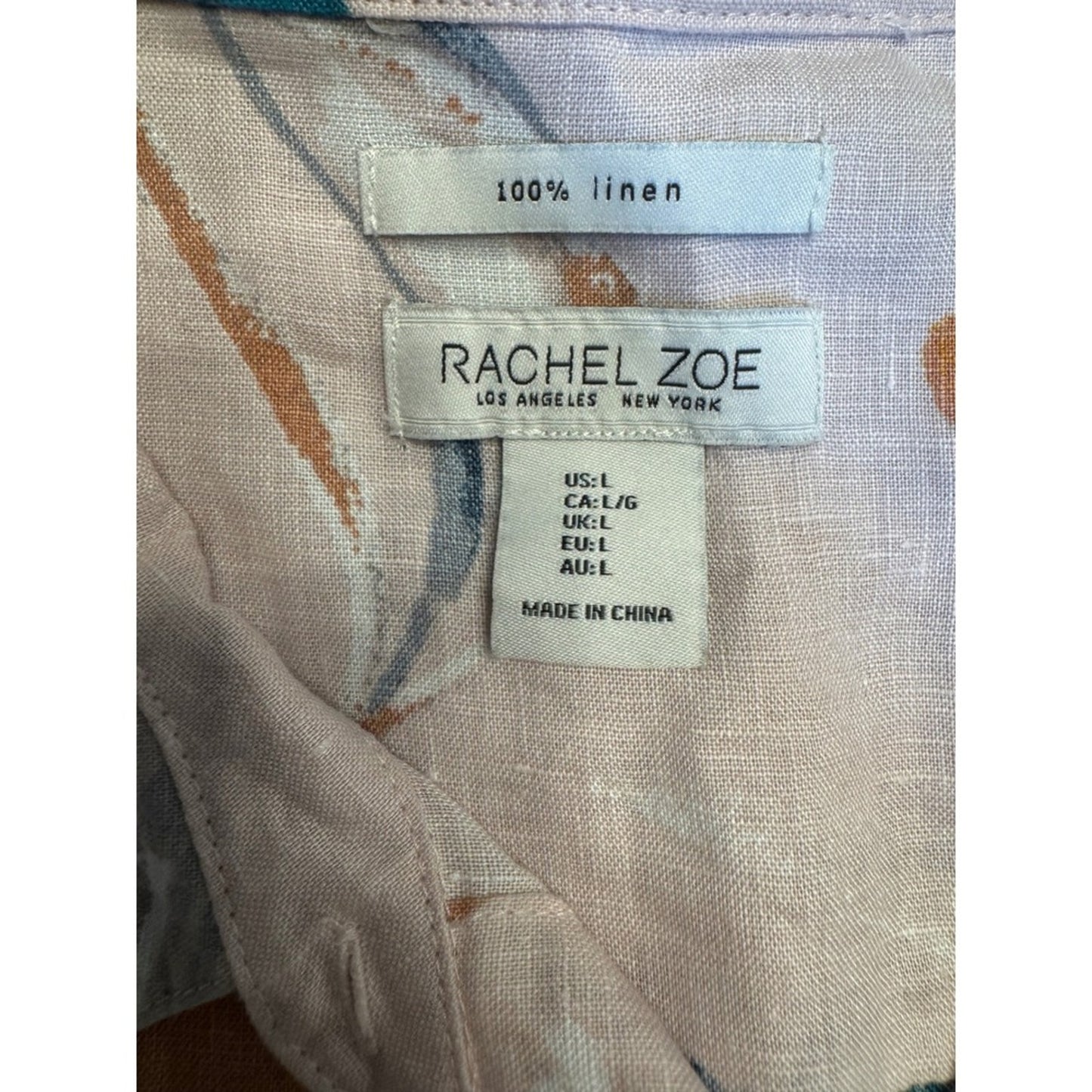 Rachel Zoe Linen Floral Print Button Down Shirt Dress, Size L