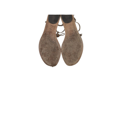Gucci Bamboo Accent Metallic Leather Thong Sandals Champagne Size 8 IT 38