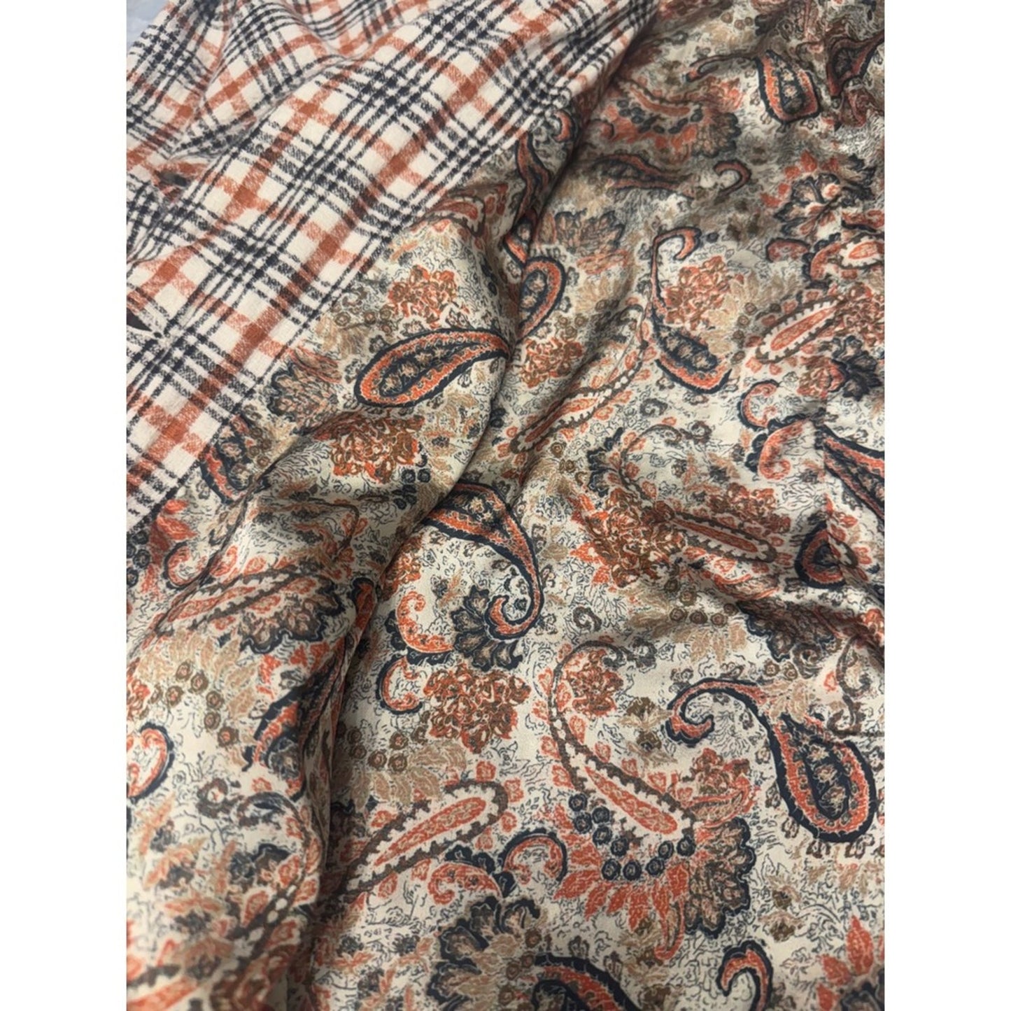 Free People Plaid College Prep Blazer Jacket S Patchwork Paisley Lined