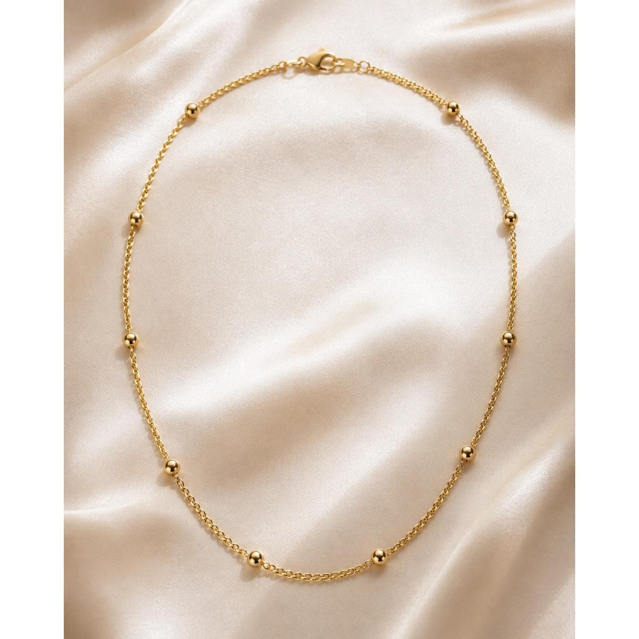 14K Italian Gold Ball Curb Chain Necklace 18" 2.0g