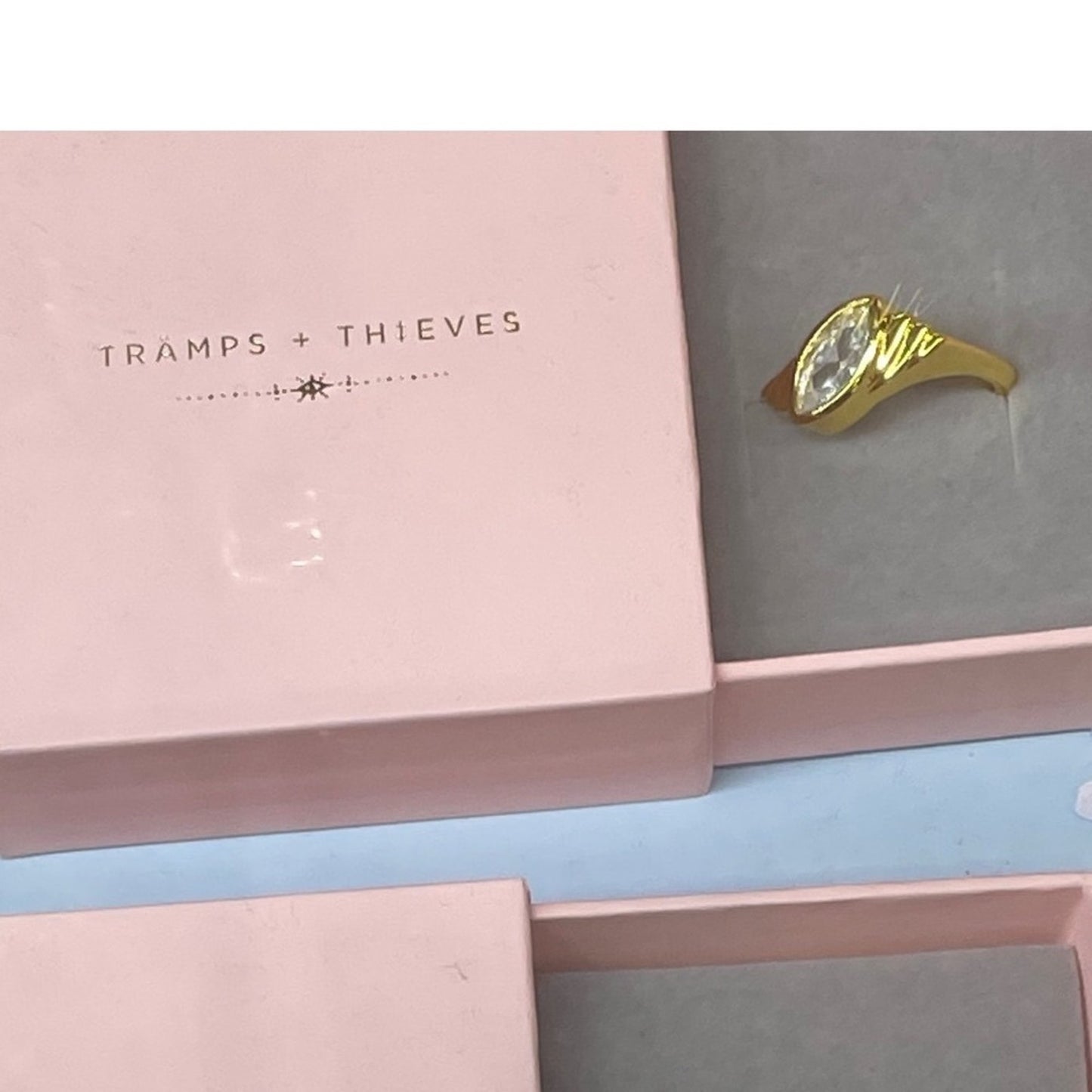 TRAMPS THIEVES Gold Marquise Cut Crystal Ring
