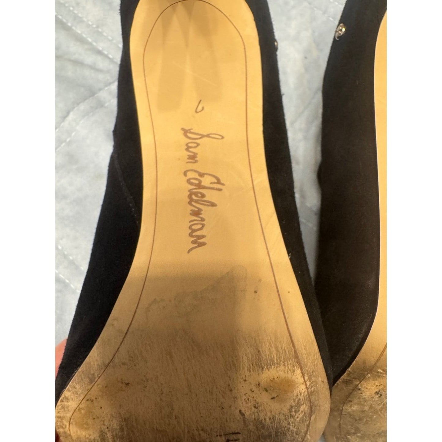 Sam Edelman Black Suede Leather Pointed Toe Stiletto Heel Mule Size 6