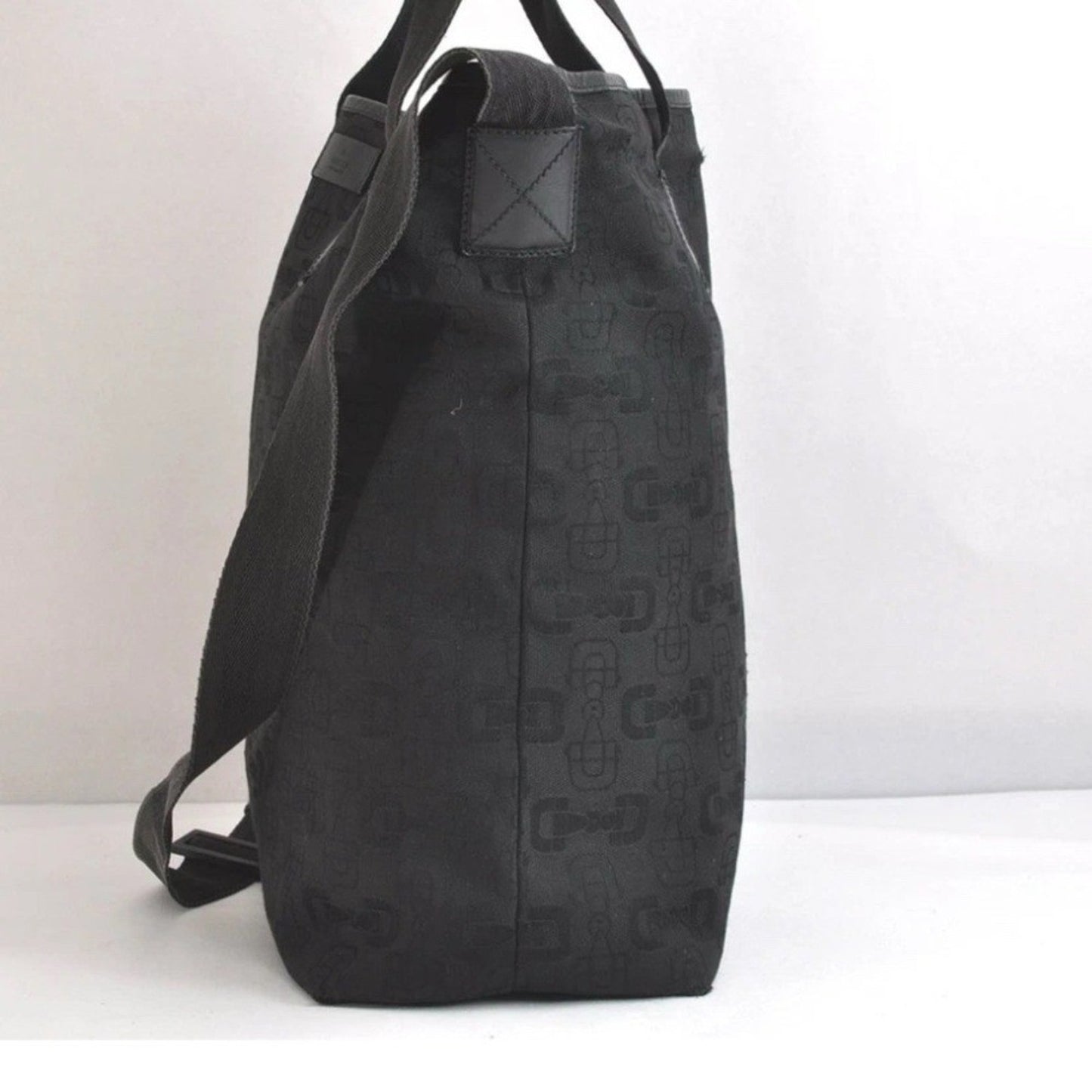 Gucci Horsebit Black Canvas Tote — Vintage Classic Style