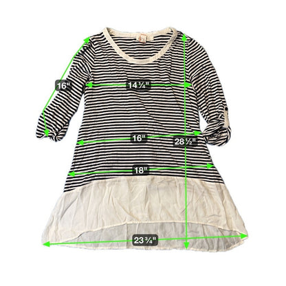 Derek Heart Striped Dress with Sheer Chiffon Hem Size S