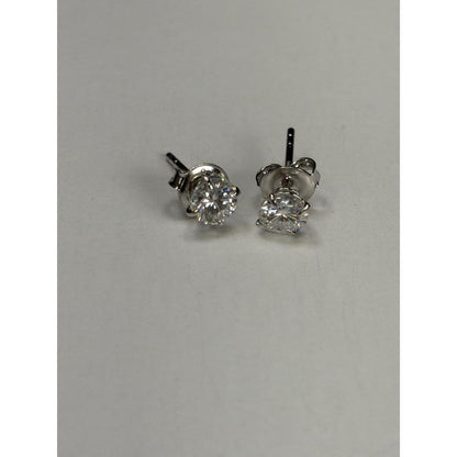 GRA Moissanite 0.5ct Round Stud Earrings Platinum-Plated Silver