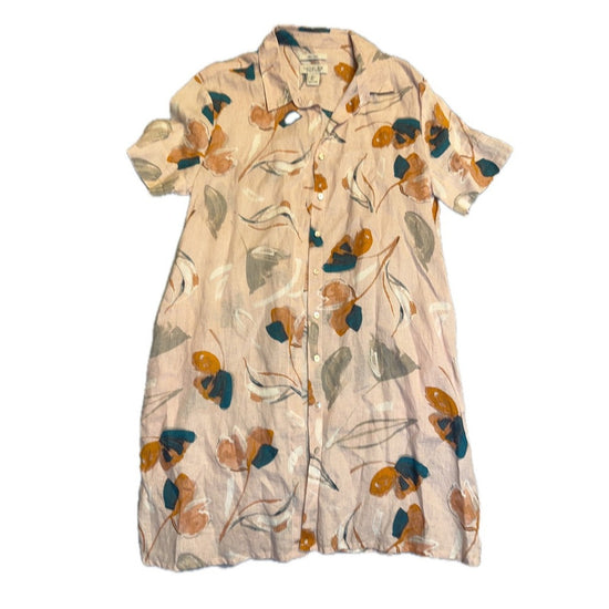 Rachel Zoe Linen Floral Print Button Down Shirt Dress, Size L