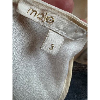 MAJE Women's Sleeveless Sequined Top Cream Silver Zipper Back Size 3 fits 8-10