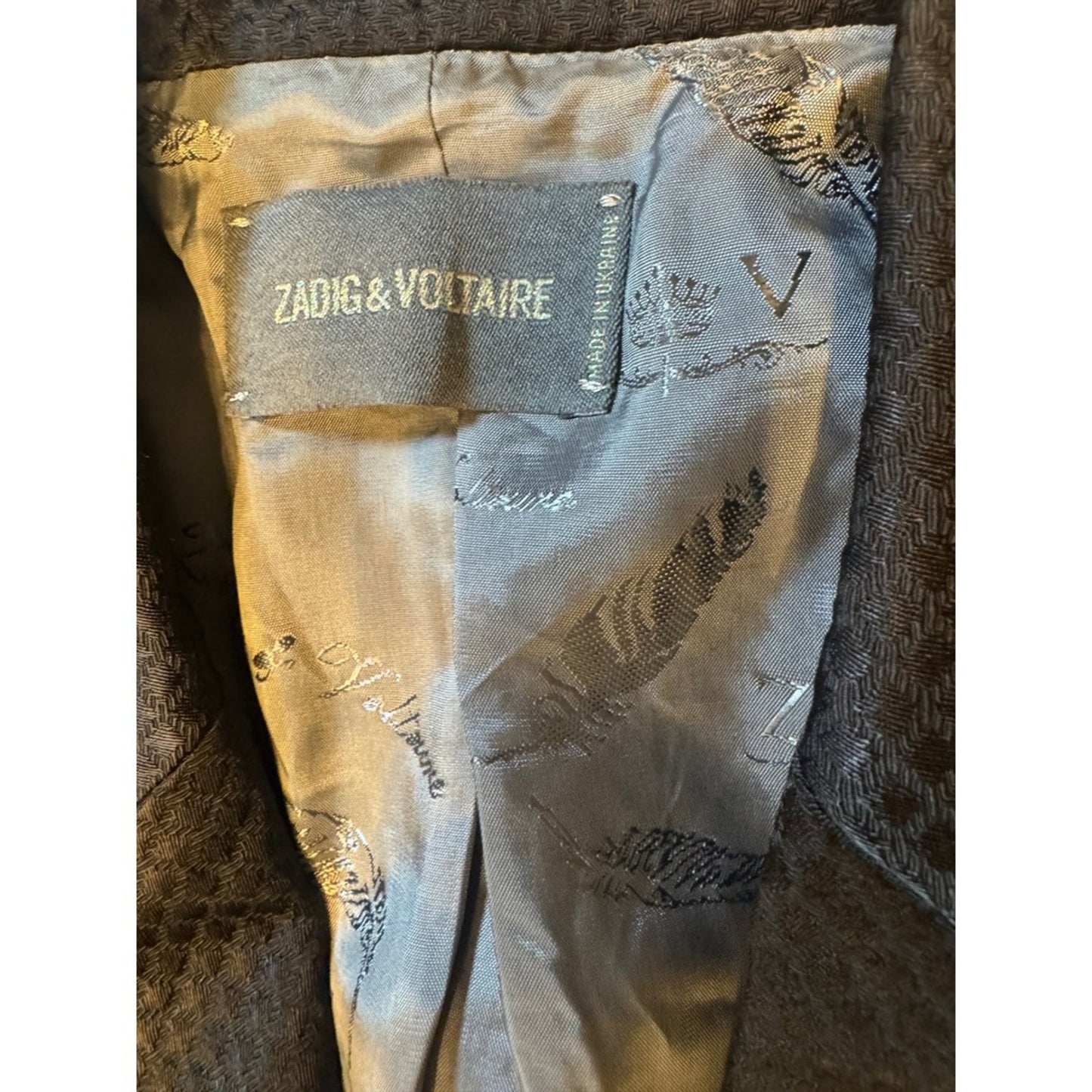 Zadig & Voltaire Virgin BF Deluxe Jacket Black Textured Blazer Size 38 size 6