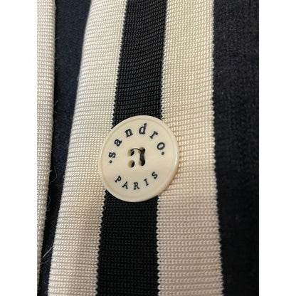 Sandro Paris Cardigan Black Cream V Neck Button Front Long Sleeve size M