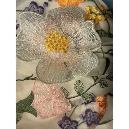 NWT & Other Stories Floral Embroidered Puff Sleeve Cropped Blouse White Size 8