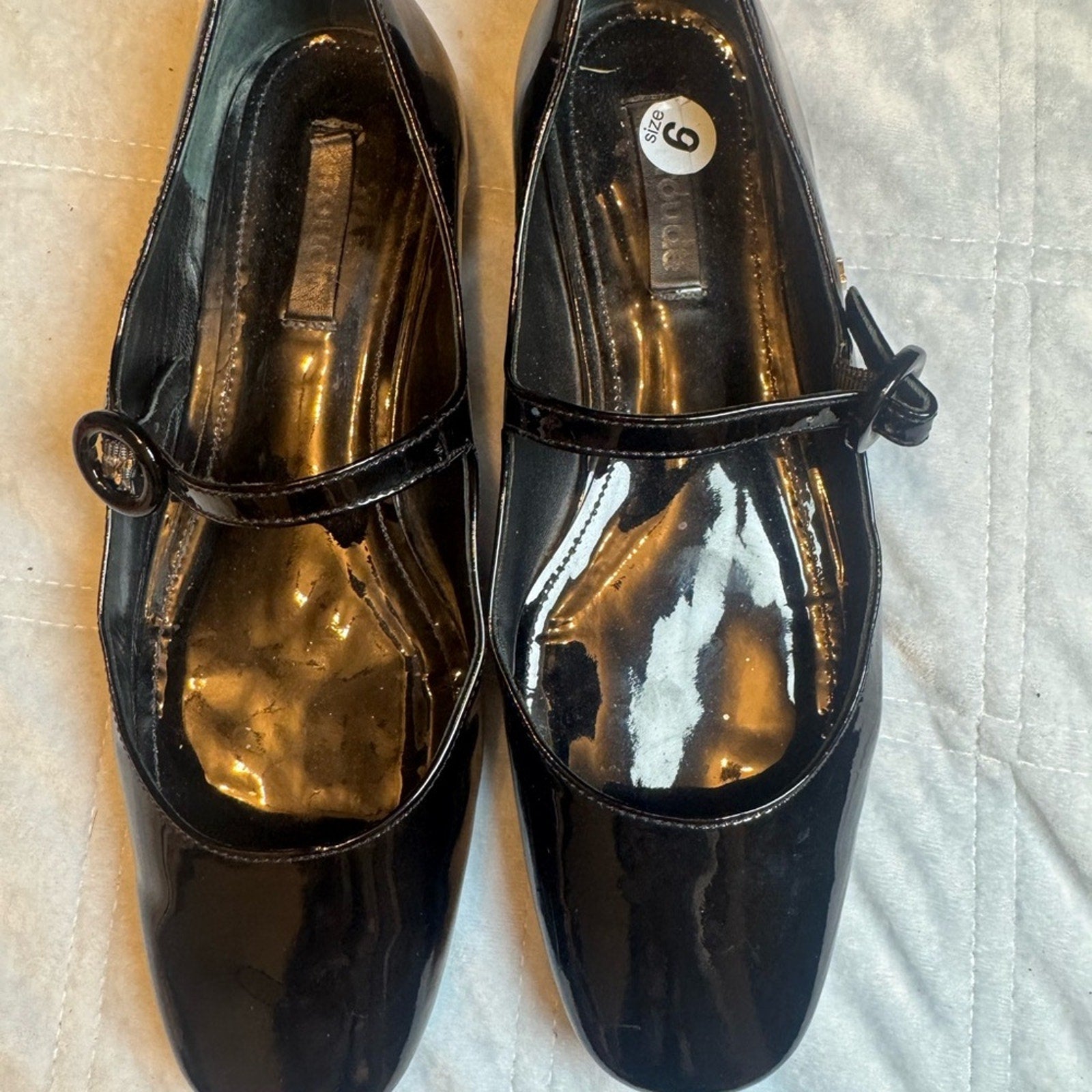 Larroudé Dolly Mary Jane Flats Black Patent Leather Size 6
