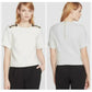 Kate Spade Ivory Embellished Shoulder Short Sleeve Top - Size 2