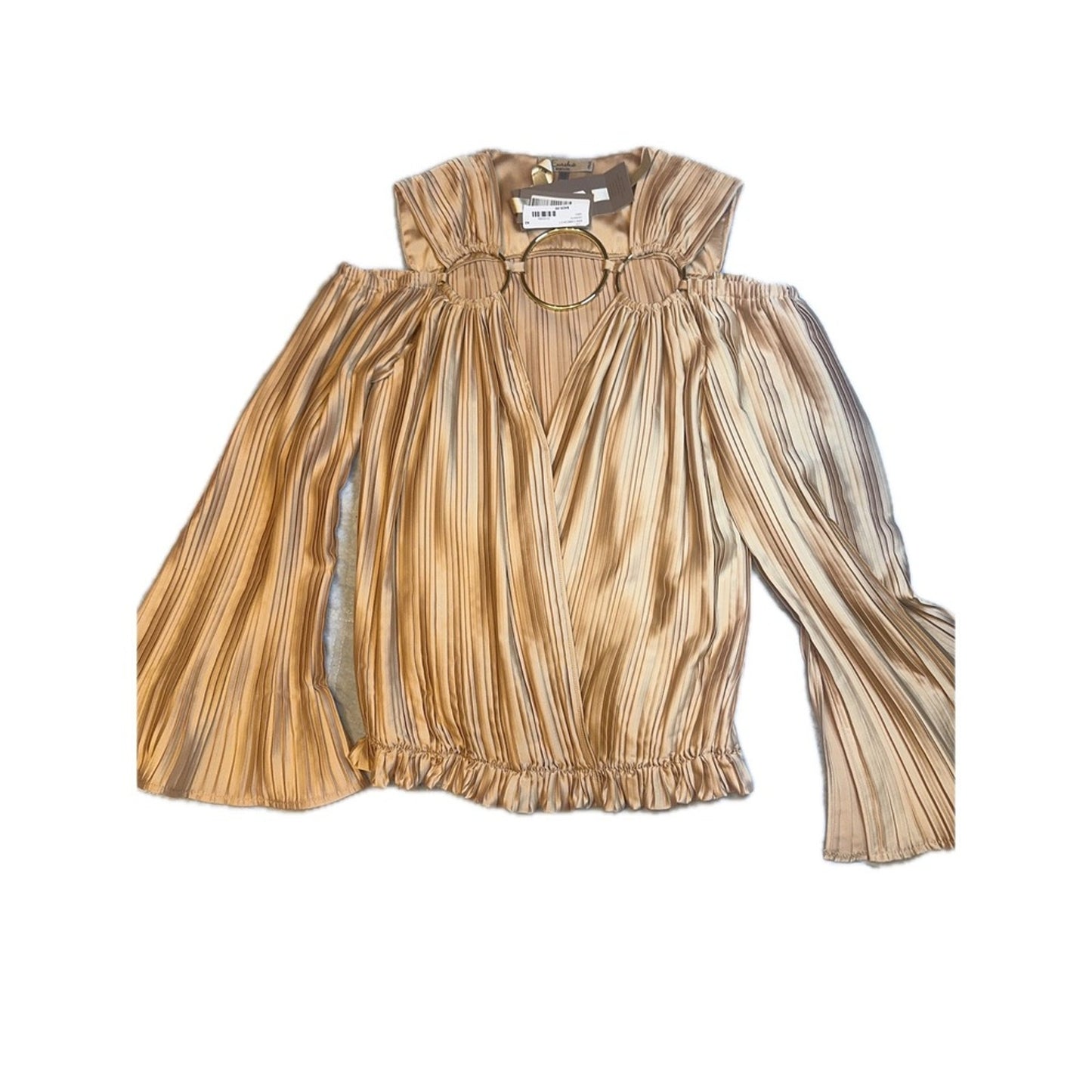 Eureka Gold Pleated Ring Detail Top – NWT – Size 42 – Retail $495