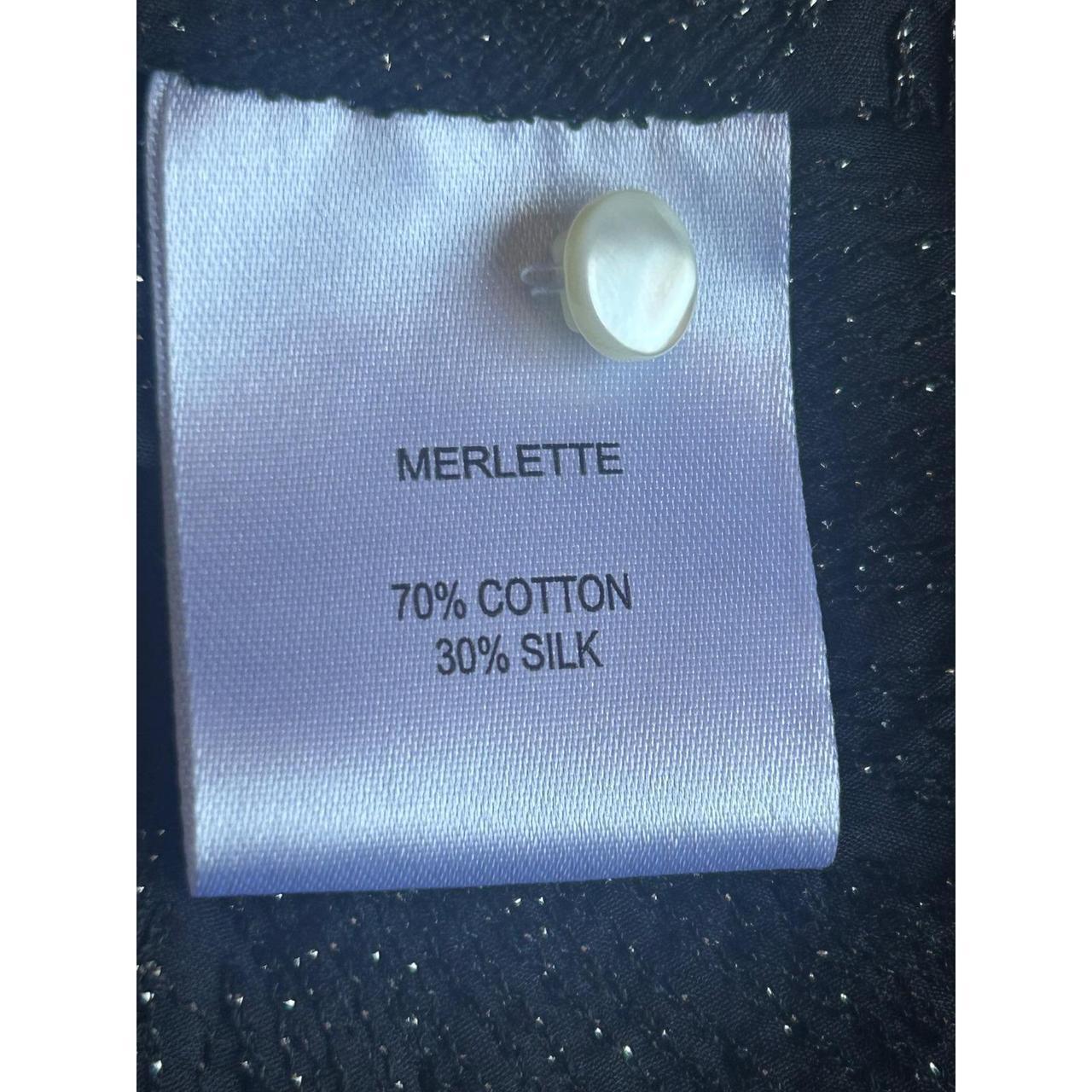 Merlette Mini Dress Womens Size Medium Black Silver Silk Cotton Tiered Floral