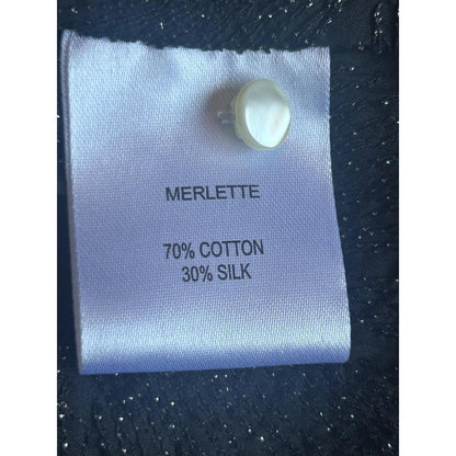 Merlette Mini Dress Womens Size Medium Black Silver Silk Cotton Tiered Floral