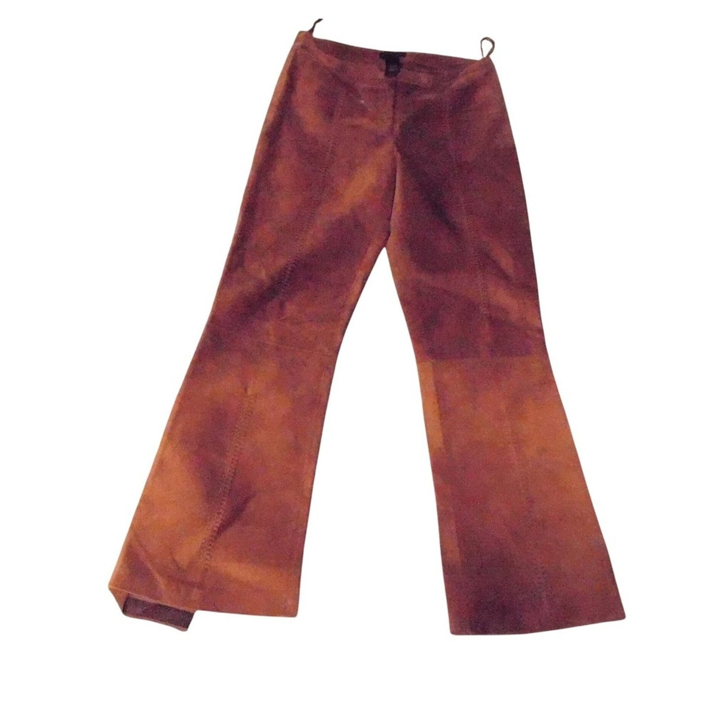 Kenneth Cole New York Suede Flare Pants Brown Size 6 Bootcut Distressed Look
